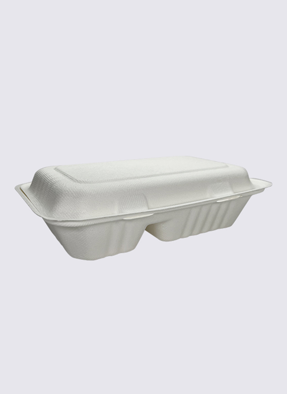 1000ml 2-div Bagasse 사탕수수 조가비 식품 용기